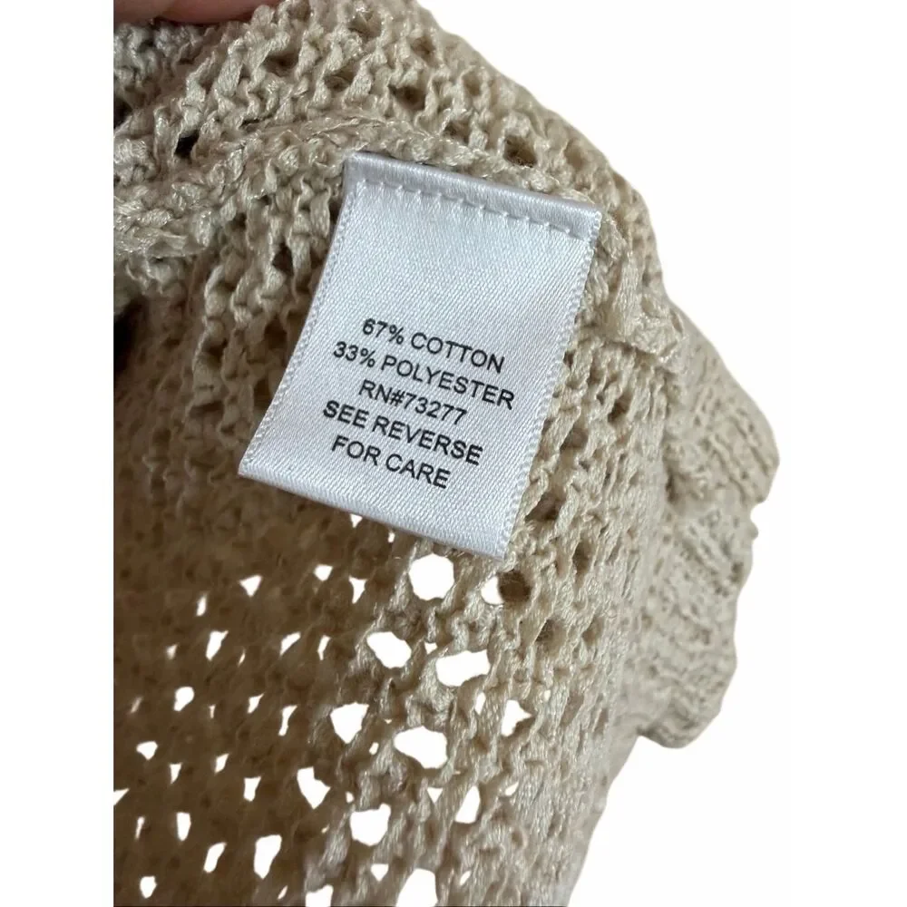 Croft & Barrow NWOT Crochet Open Front Short Sleeve Knit Shrug Cream Size XL - Picture 7 of 9